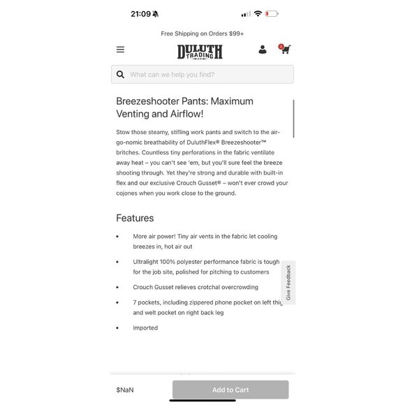 Duluth Trading Men’s Breezeshooter Flex Pants 34x32 Gray Lightweight Hiking N - Picture 5 of 11